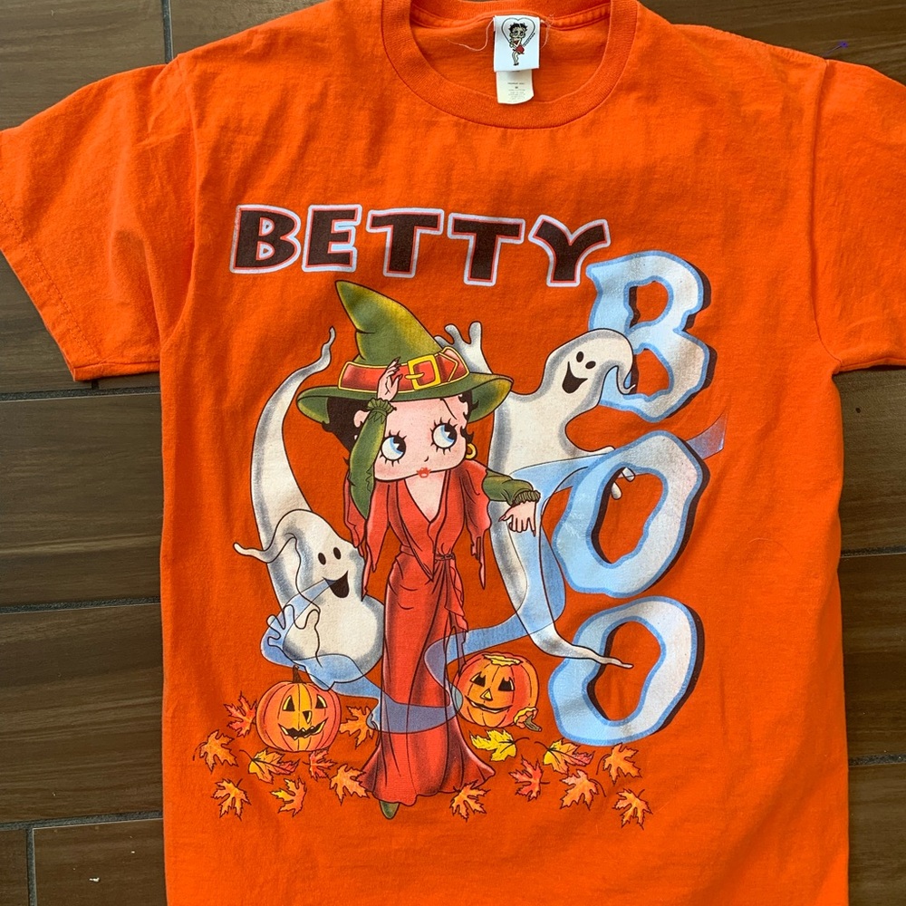 Vintage Halloween Betty Boop T Shirt Orange Mens Size M